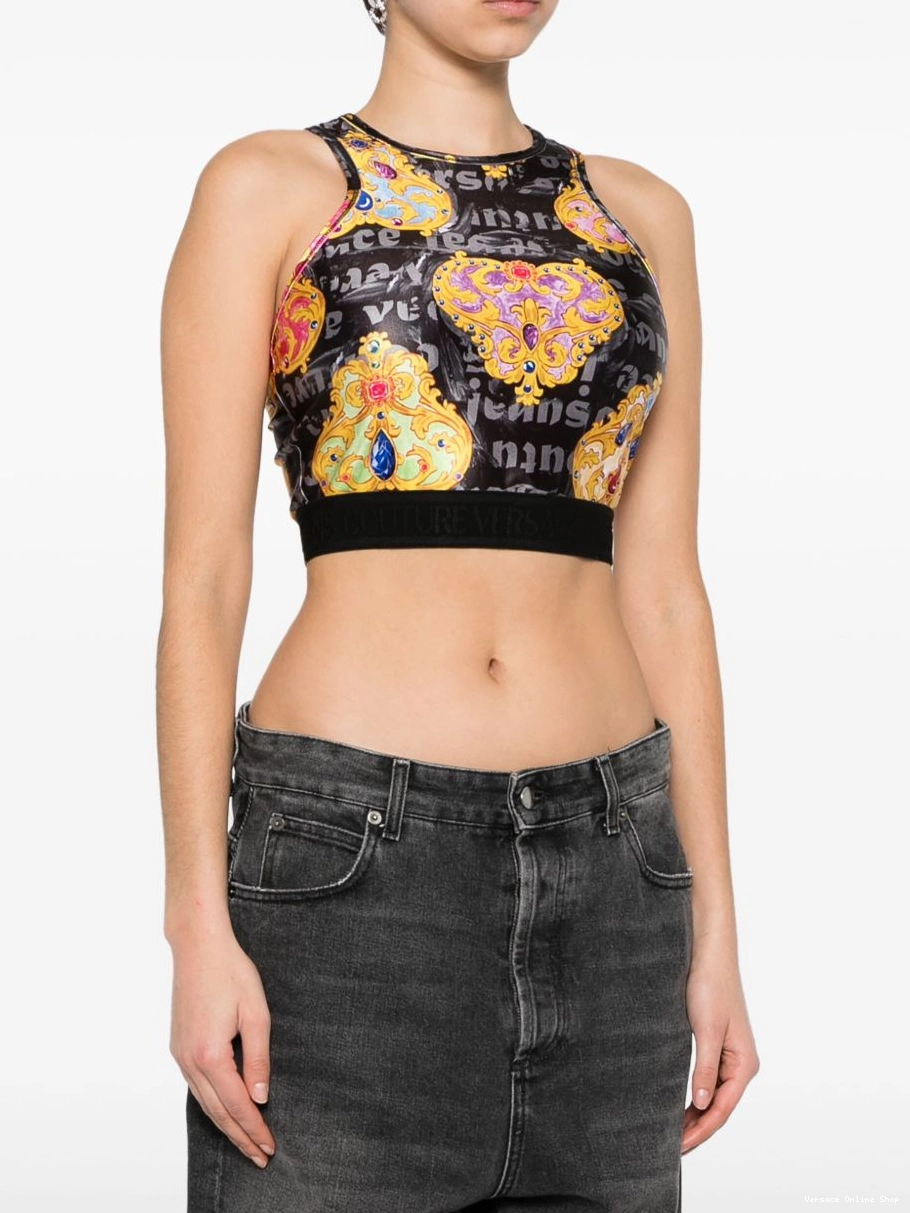 Affordable Jeans cropped printed Couture Versace Women top 0422